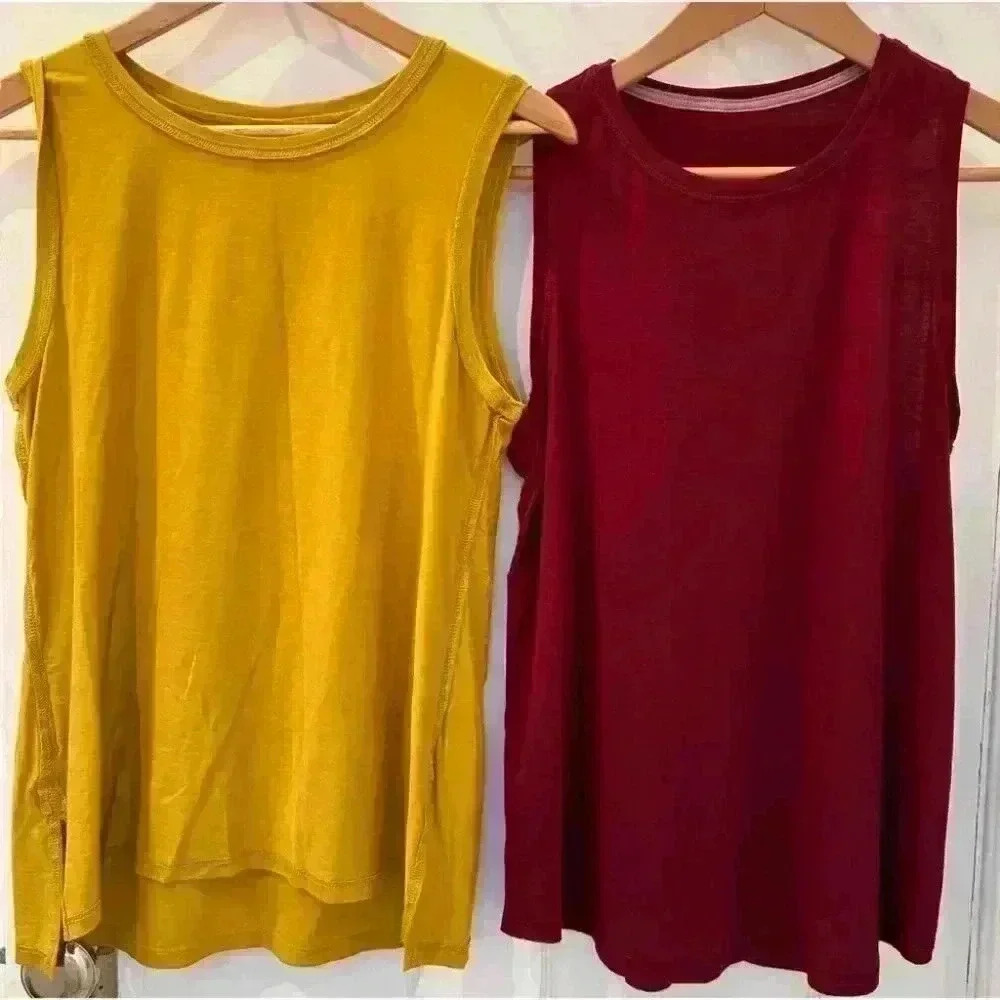 Two large Core 10 Athletic Tanks in Mustard and Burgundy Size M/L